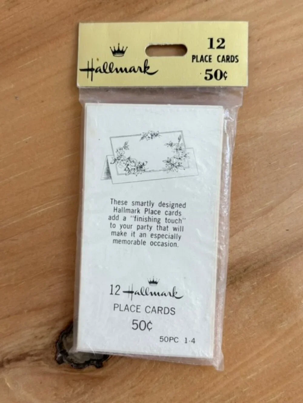 Vintage Hallmark floral place cards, featuring yellow roses in a set of 12 NOS